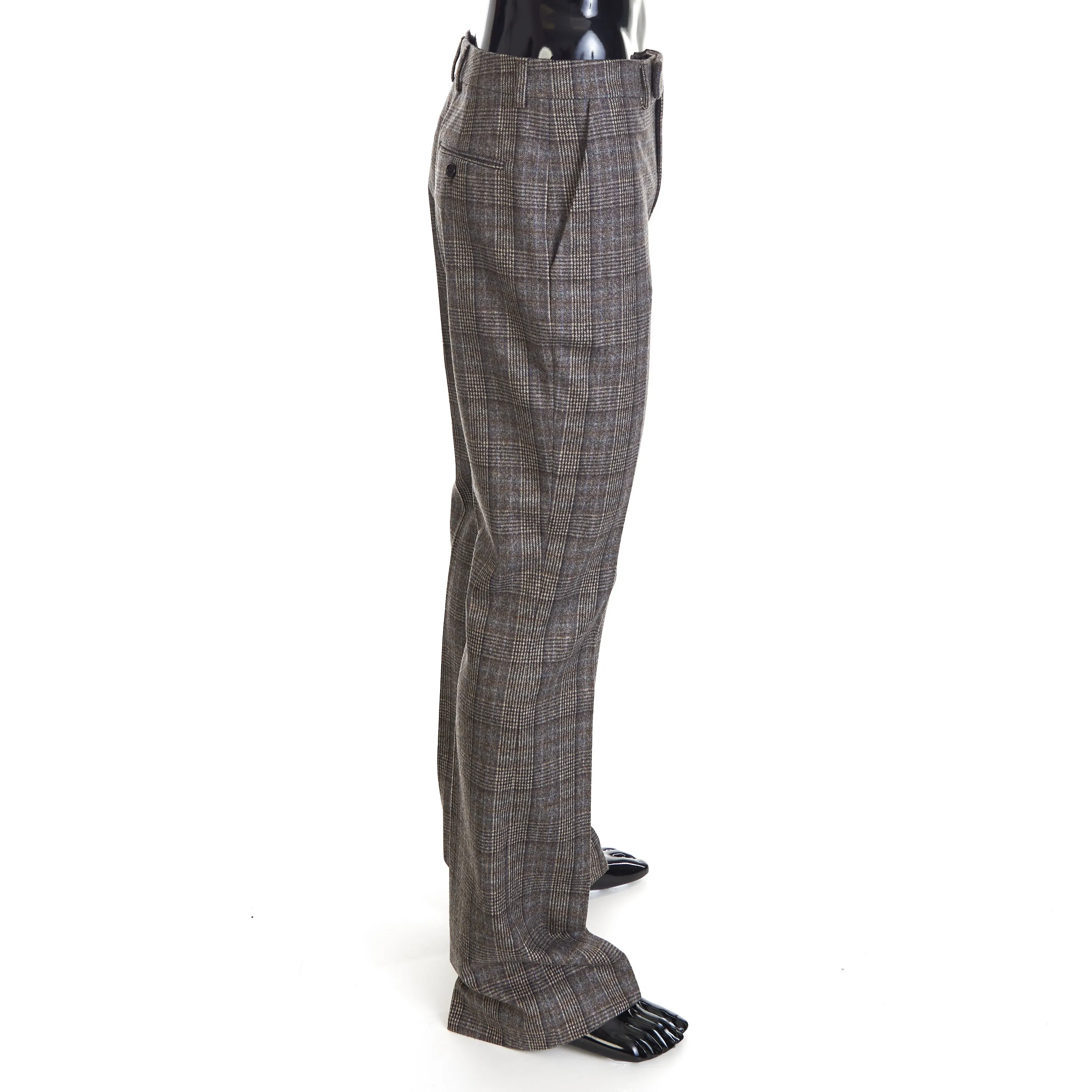 English Flared Pants In Prince Of Wales Flannel