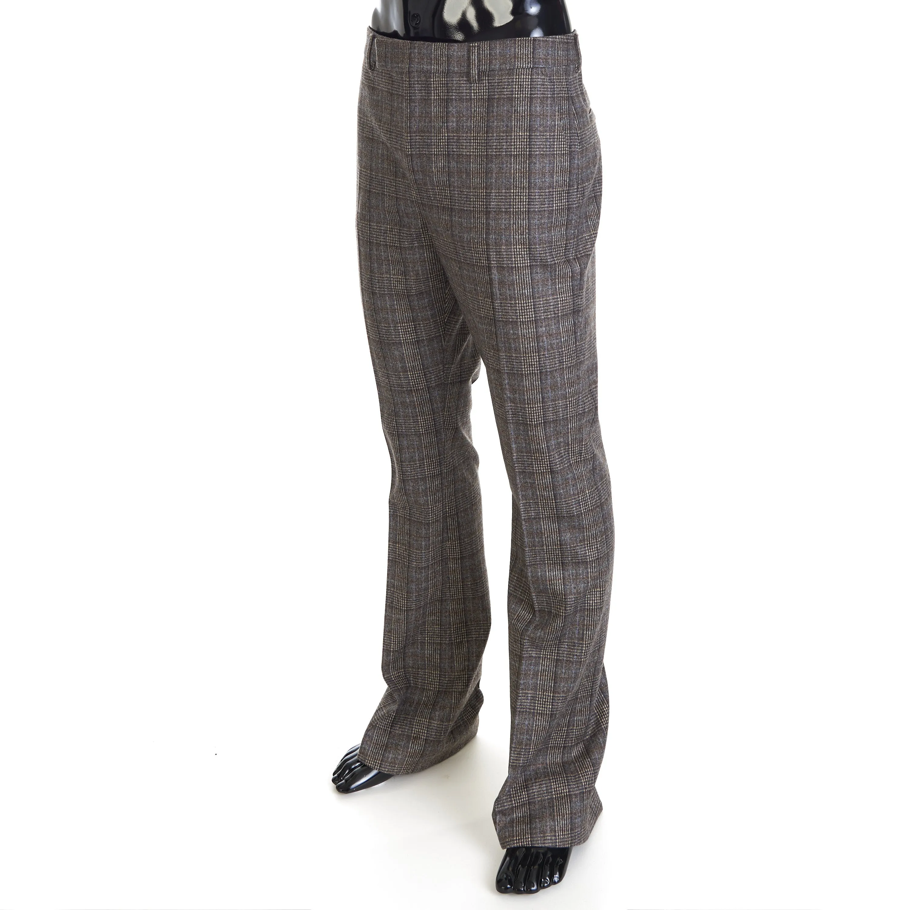 English Flared Pants In Prince Of Wales Flannel