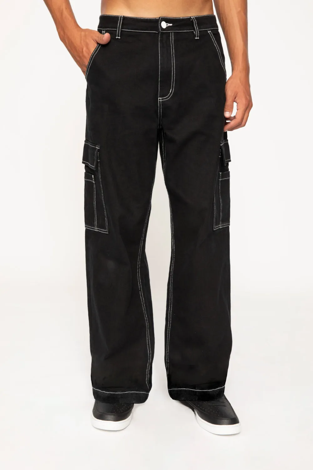 Ethan Contrast Pocket Jean - Black Ivory