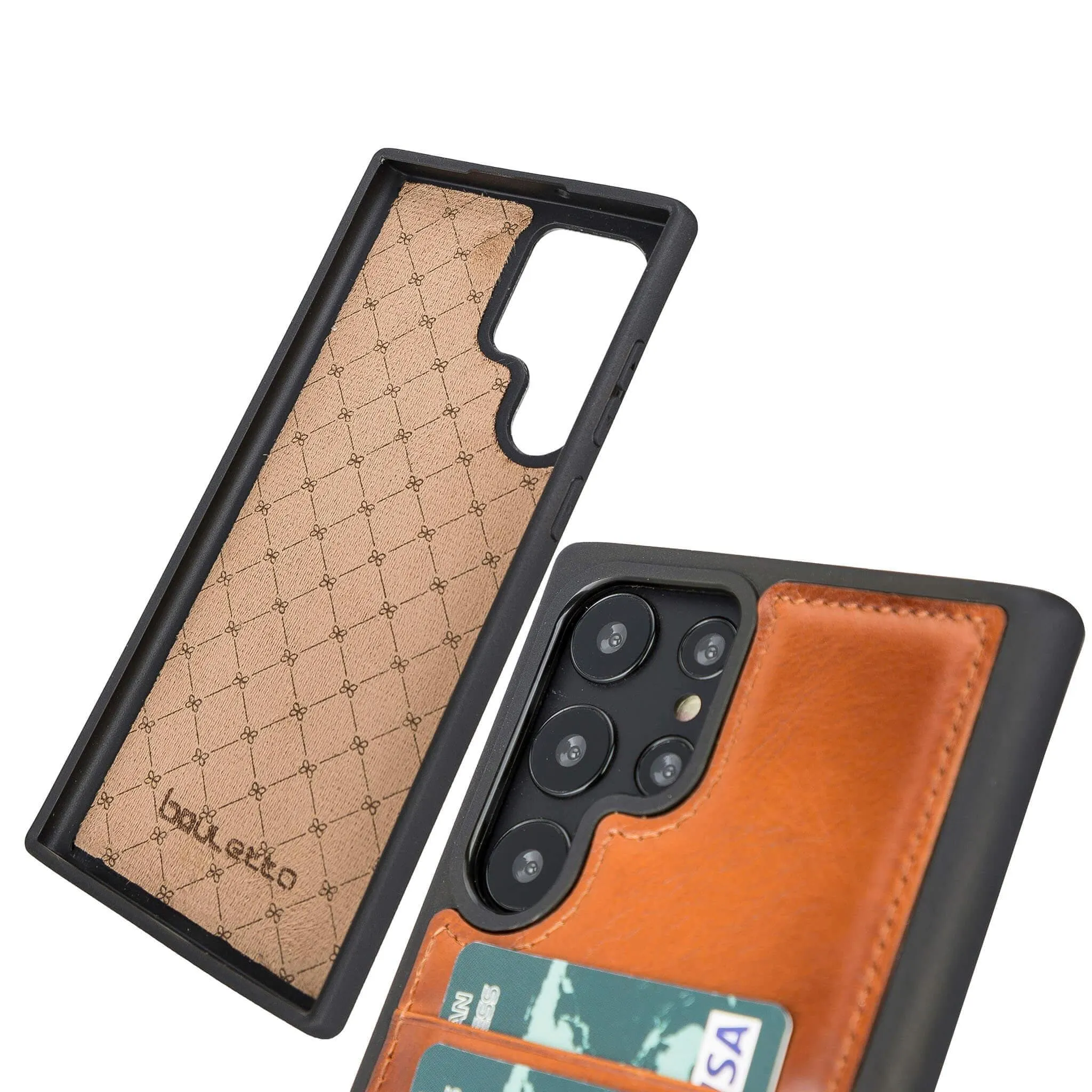 Flexible Leather Back Cover with Card Holder for Samsung Galaxy S24 Series