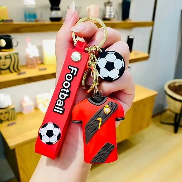 Football Player Jersey Silicon Keychains with Bagcharm and Strap (Select From Drop Down Menu)