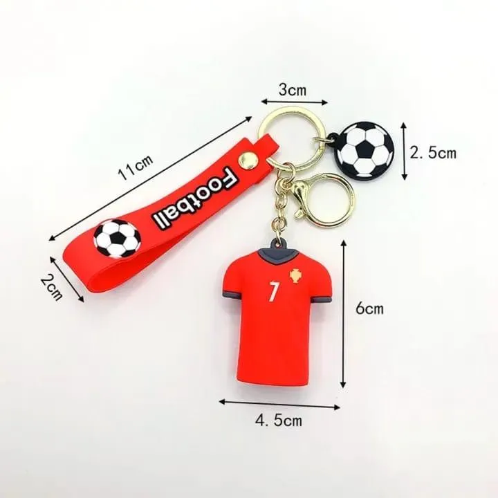 Football Player Jersey Silicon Keychains with Bagcharm and Strap (Select From Drop Down Menu)