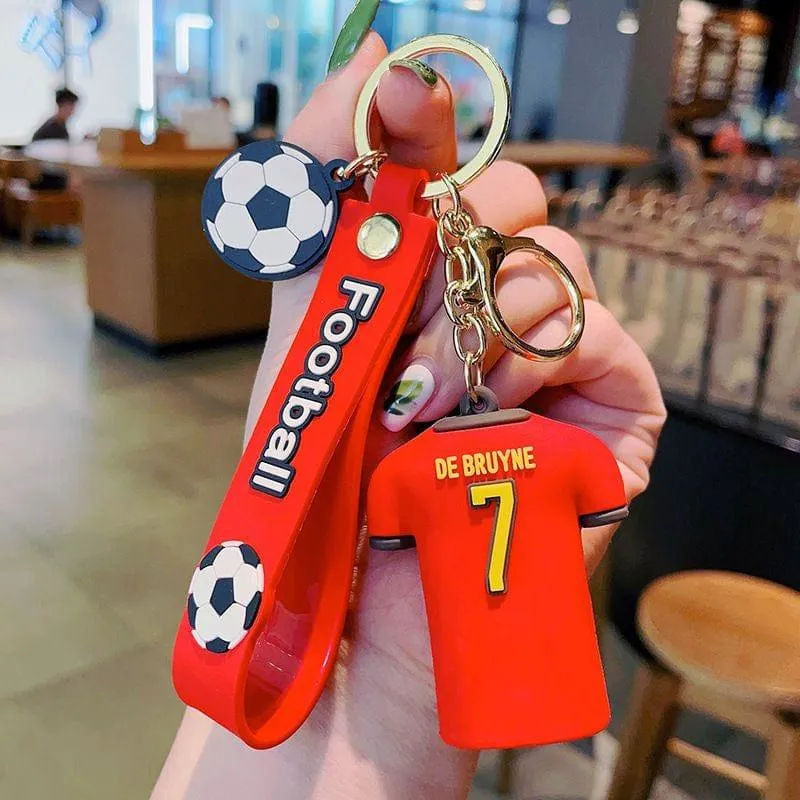 Football Player Jersey Silicon Keychains with Bagcharm and Strap (Select From Drop Down Menu)