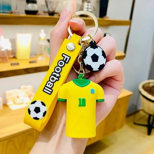 Football Player Jersey Silicon Keychains with Bagcharm and Strap (Select From Drop Down Menu)