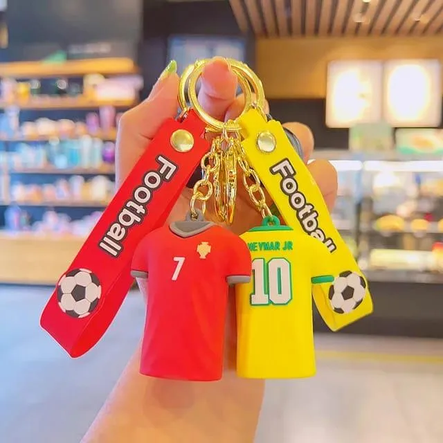 Football Player Jersey Silicon Keychains with Bagcharm and Strap (Select From Drop Down Menu)