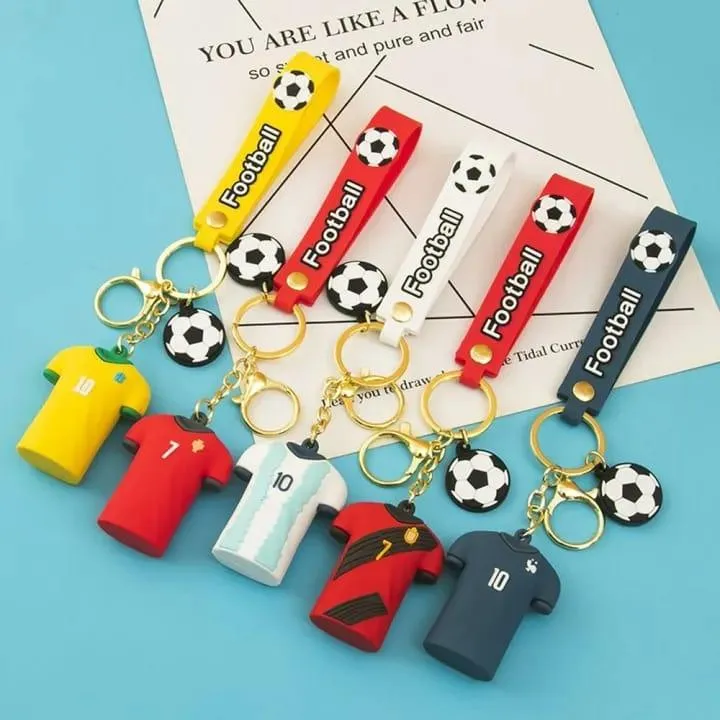 Football Player Jersey Silicon Keychains with Bagcharm and Strap (Select From Drop Down Menu)