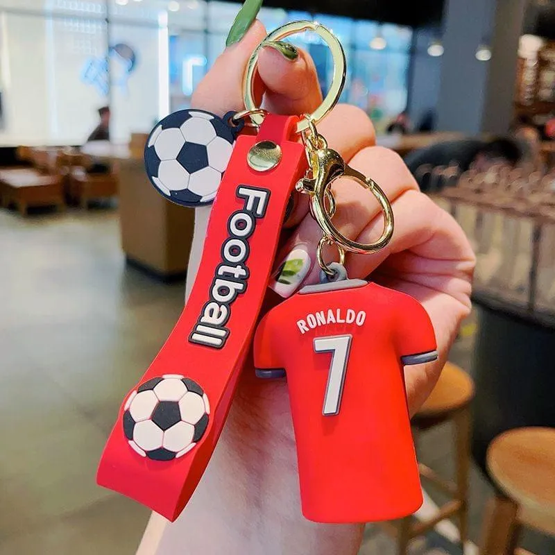 Football Player Jersey Silicon Keychains with Bagcharm and Strap (Select From Drop Down Menu)