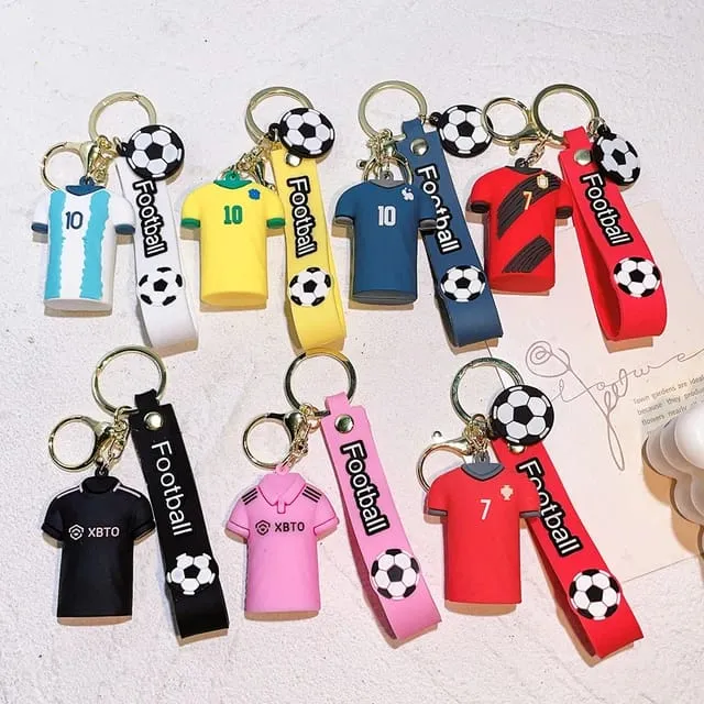 Football Player Jersey Silicon Keychains with Bagcharm and Strap (Select From Drop Down Menu)