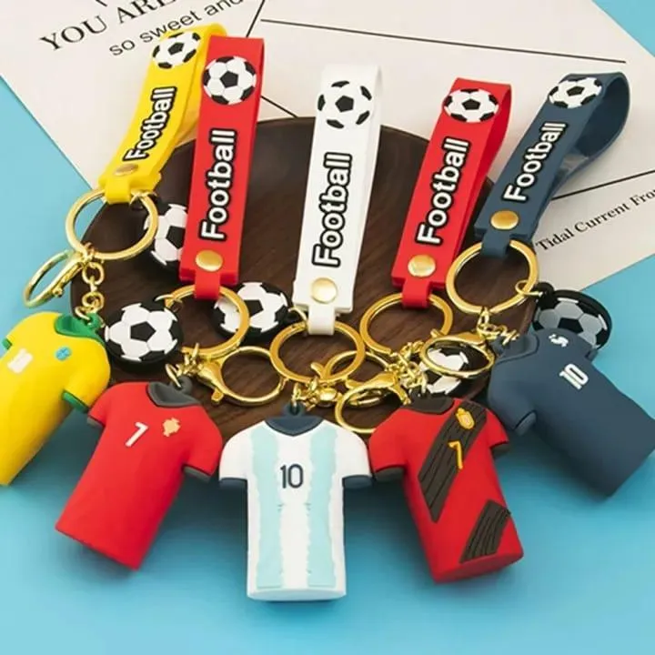 Football Player Jersey Silicon Keychains with Bagcharm and Strap (Select From Drop Down Menu)