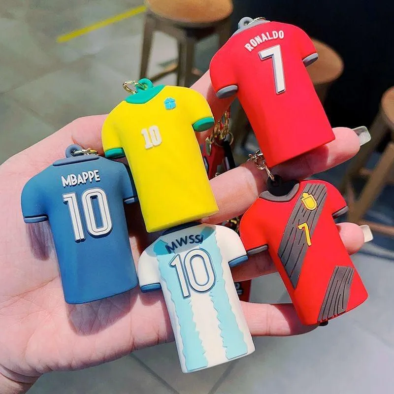 Football Player Jersey Silicon Keychains with Bagcharm and Strap (Select From Drop Down Menu)