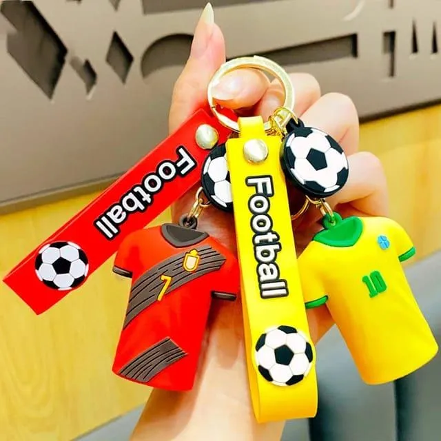 Football Player Jersey Silicon Keychains with Bagcharm and Strap (Select From Drop Down Menu)