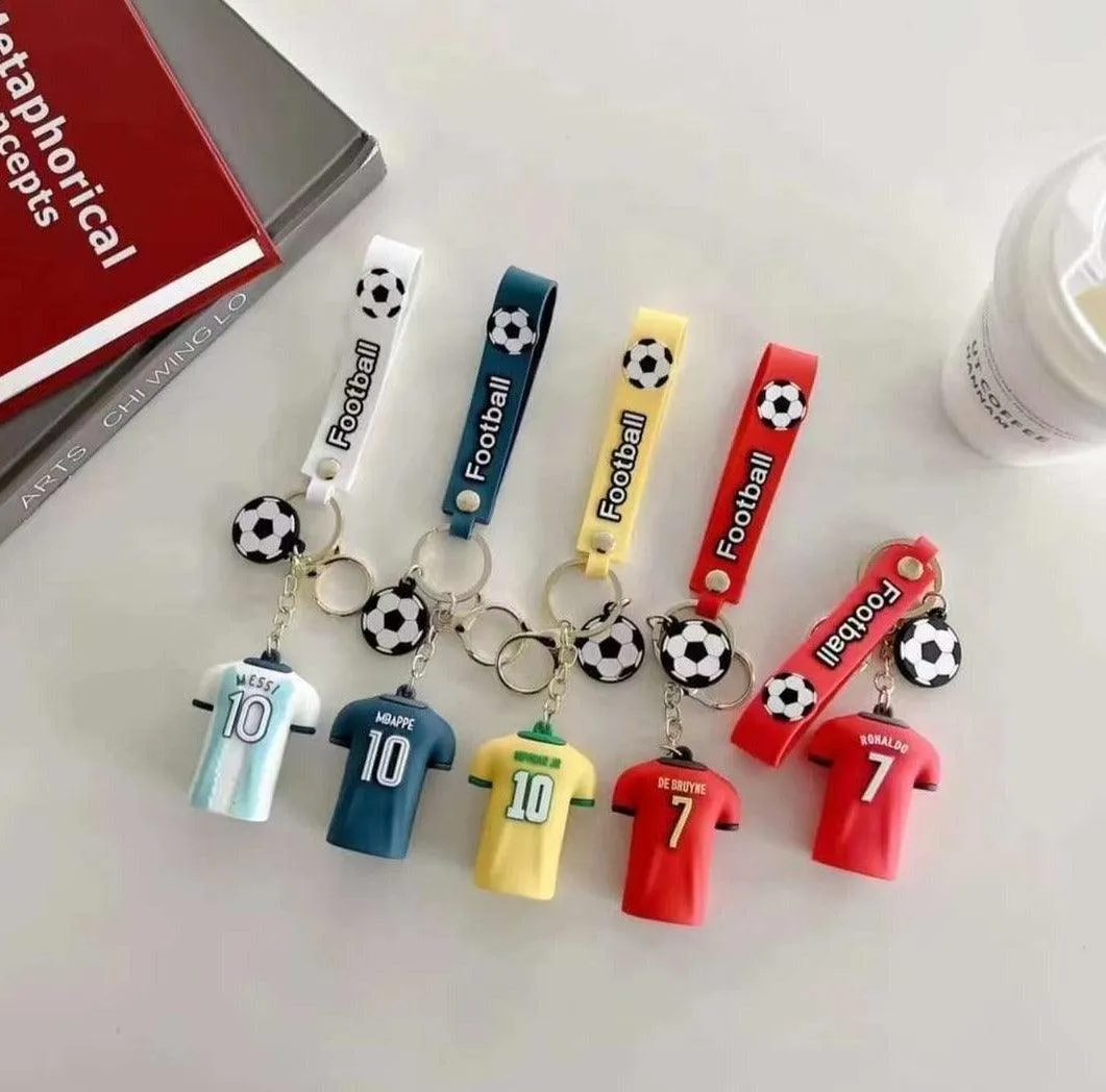 Football Player Jersey Silicon Keychains with Bagcharm and Strap (Select From Drop Down Menu)