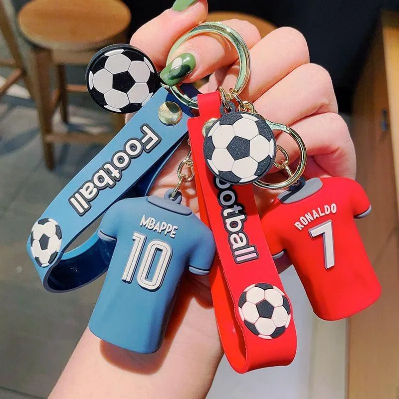 Football Player Jersey Silicon Keychains with Bagcharm and Strap (Select From Drop Down Menu)