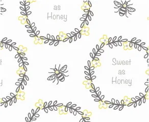 FS626 Bee happy Cotton Fabric Cream