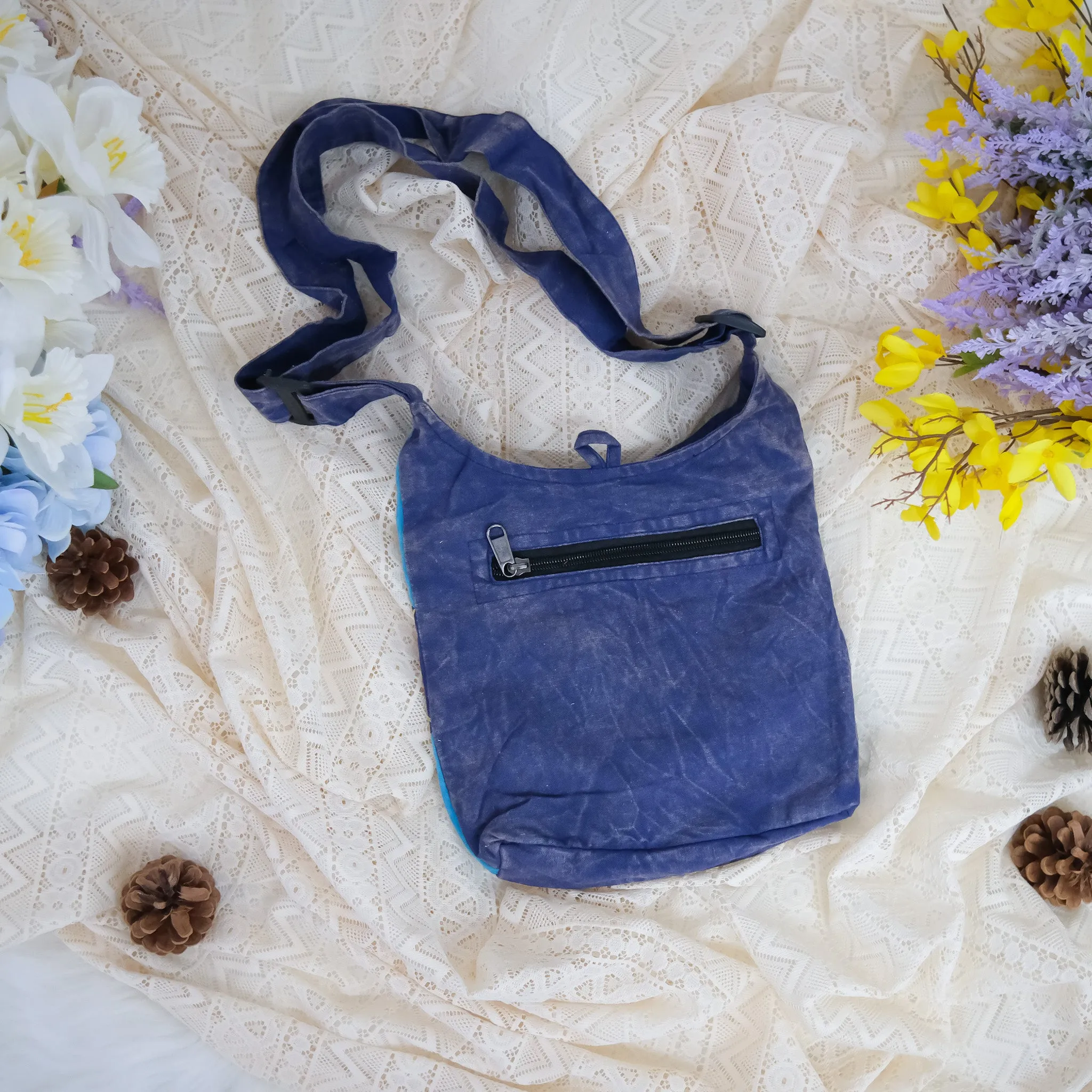 Hand Embroidered Flower Satchel Bag