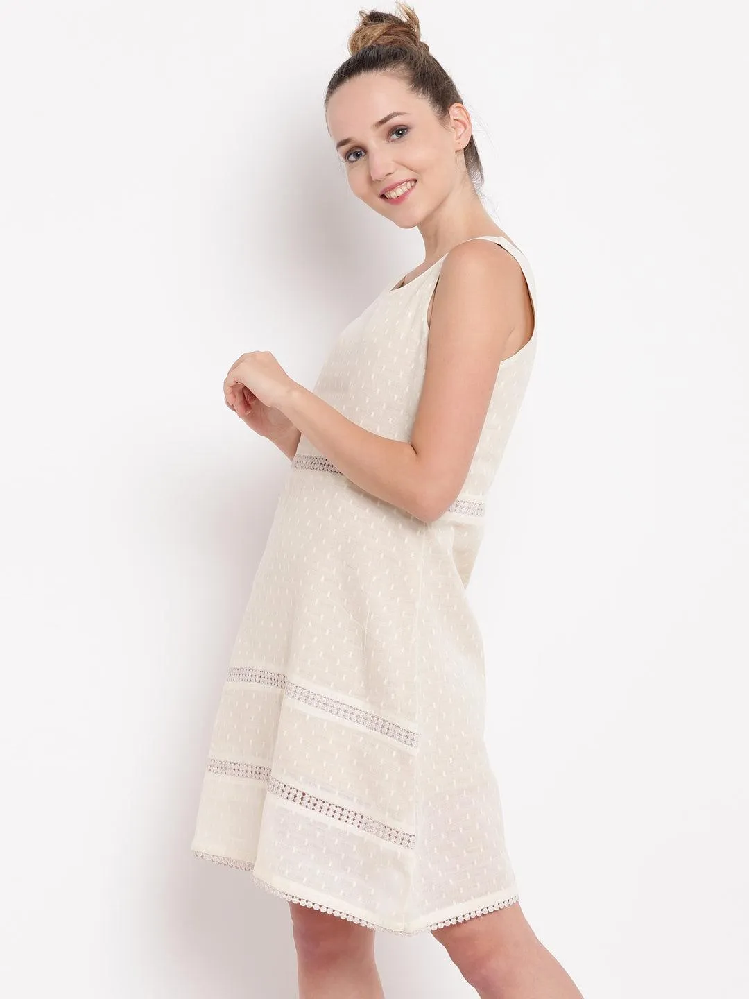 Ivory Panel Lace Dress