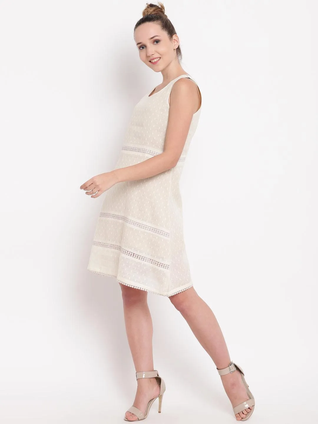 Ivory Panel Lace Dress