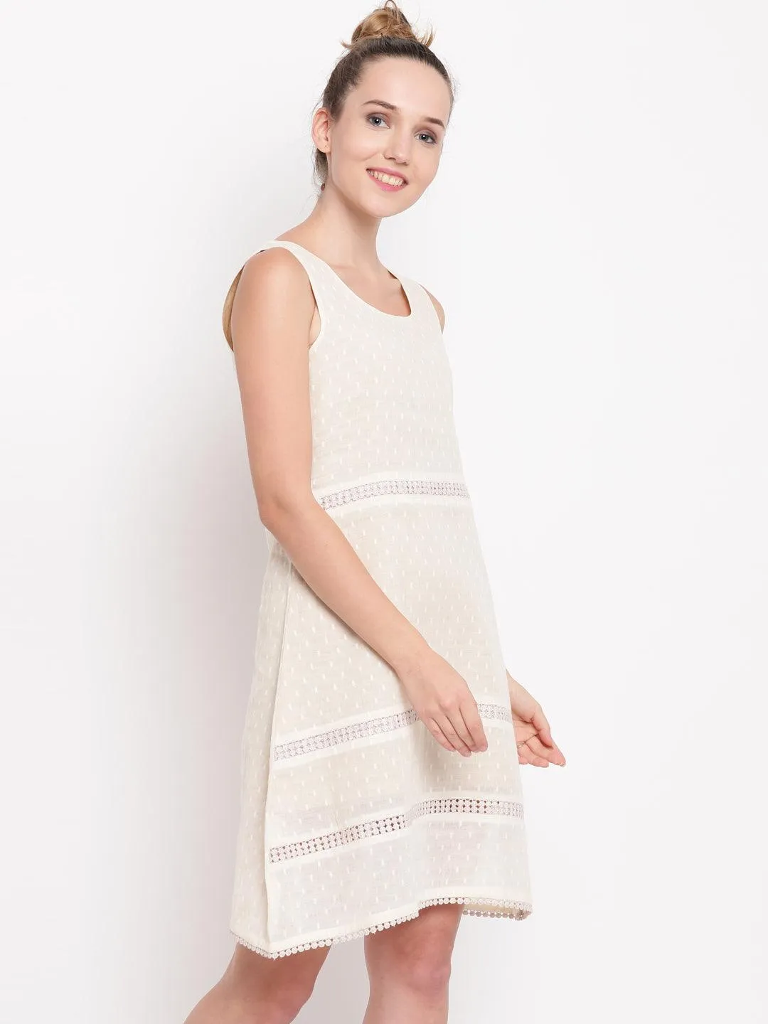 Ivory Panel Lace Dress