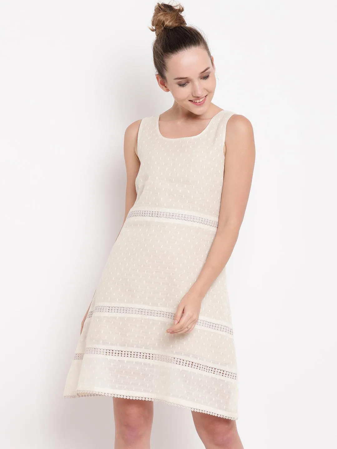 Ivory Panel Lace Dress