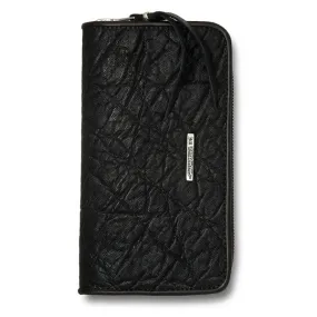 Large Zipper Wallet in Black Elephant Leather