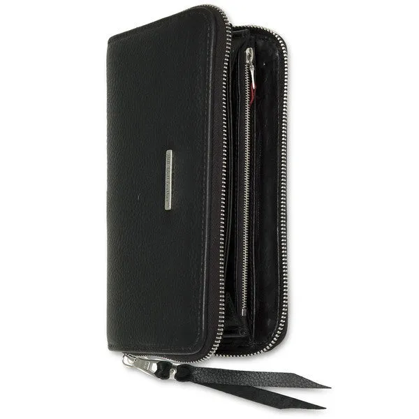 Large Zipper Wallet in Black Elephant Leather