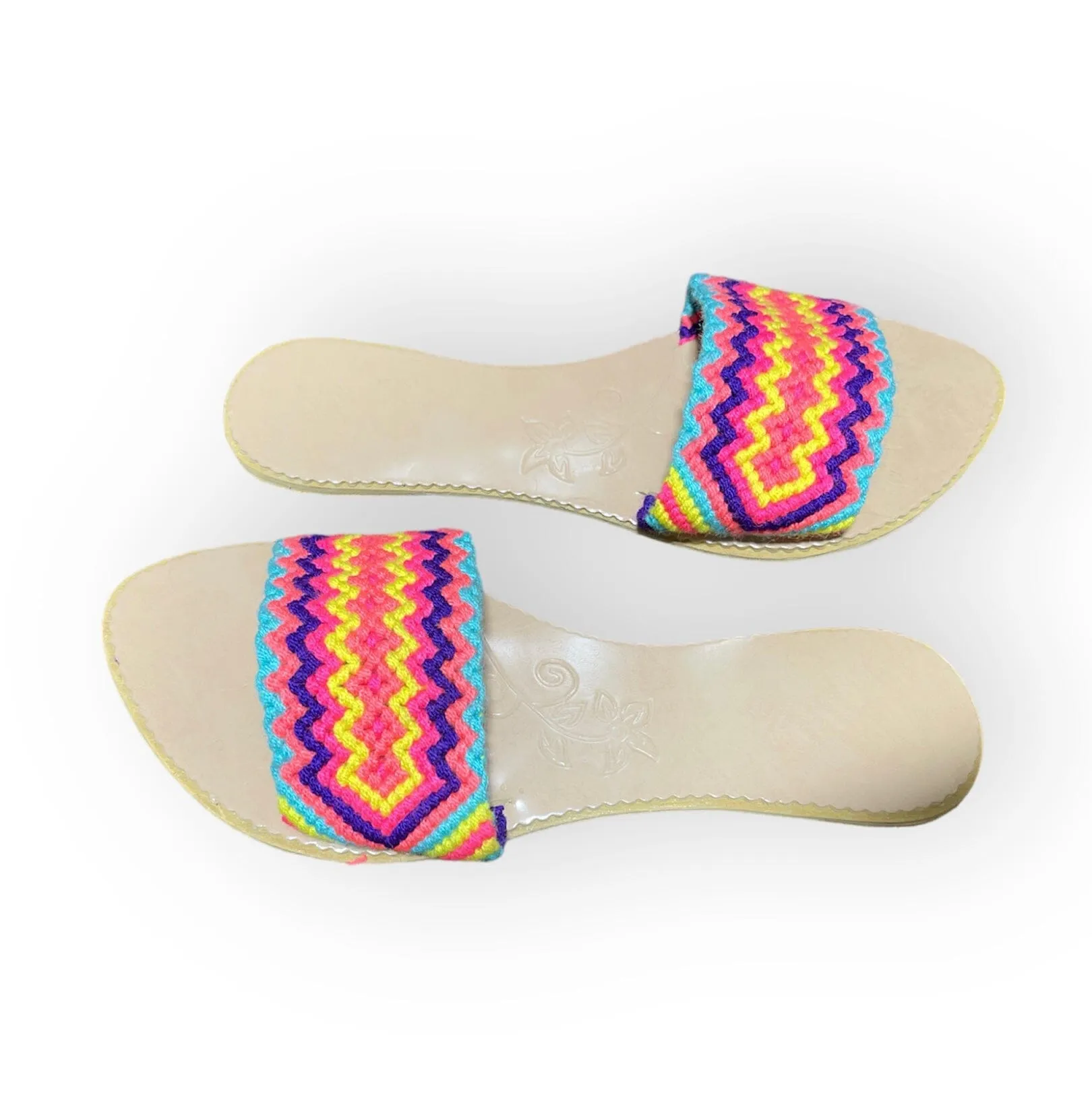 Neon Flat Summer Sandals - Macrame boho style