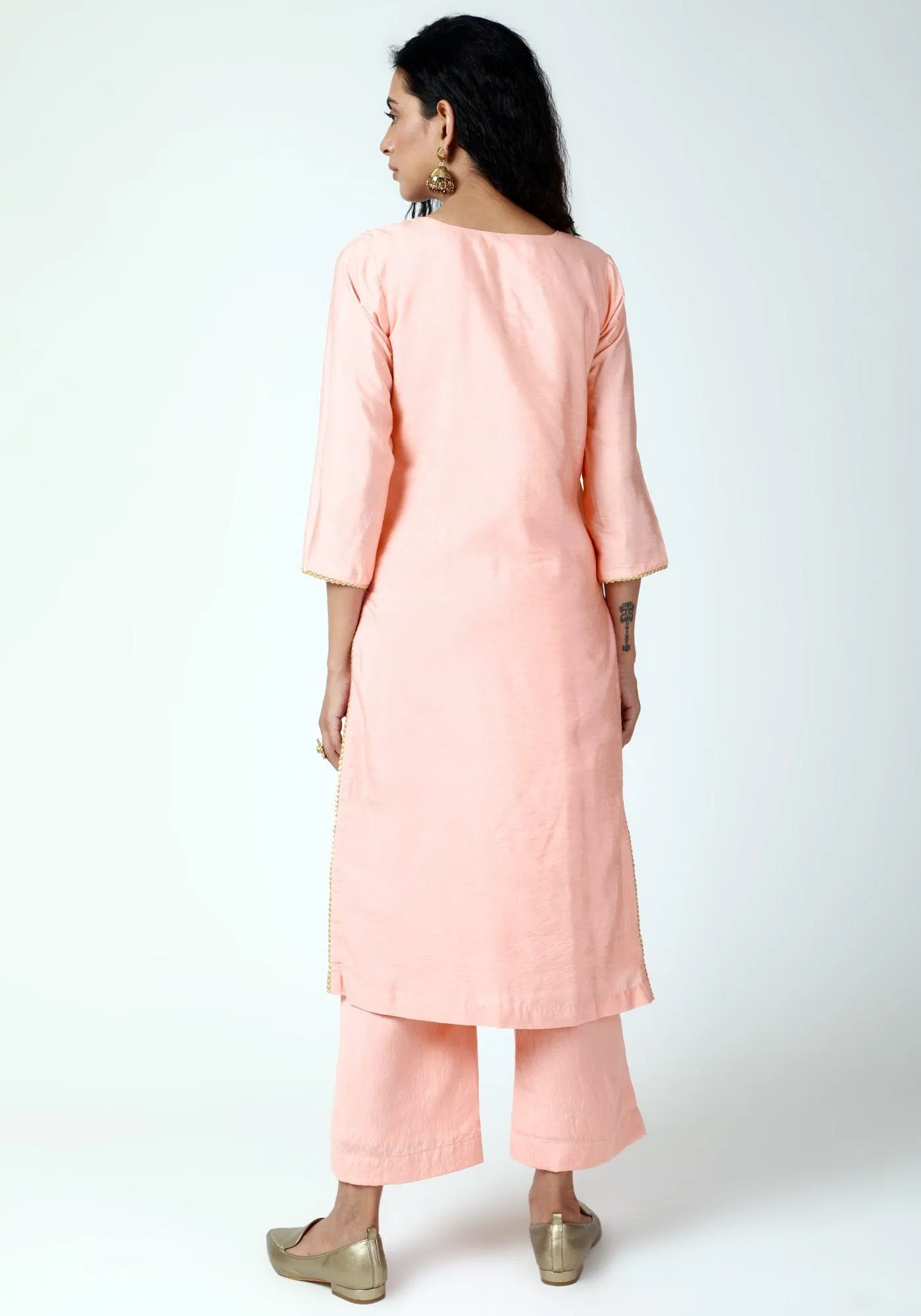 Peach Gota Kurta-Pant-Dupatta