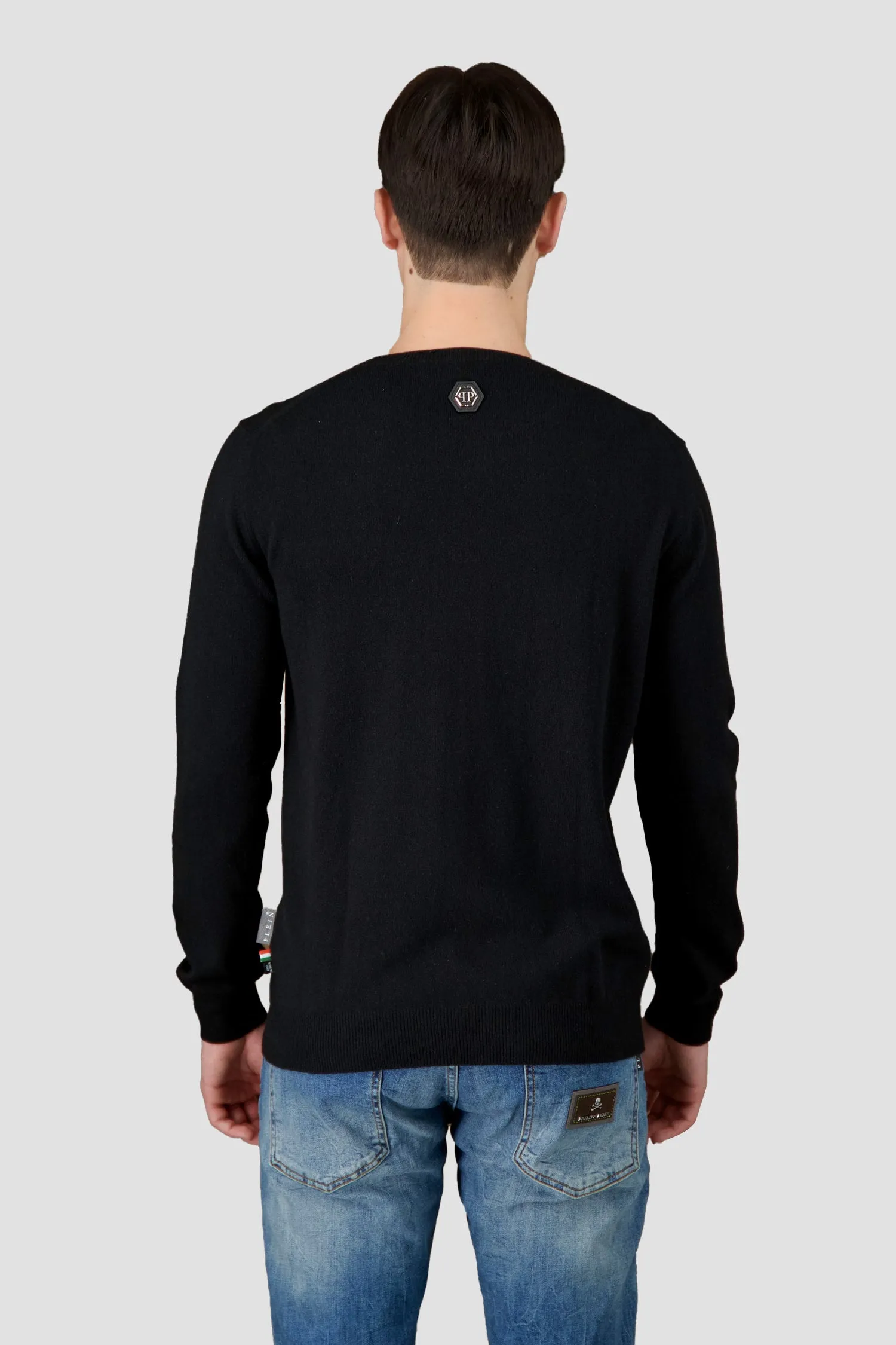 Philipp Plein Black Round Neck LS Pullover