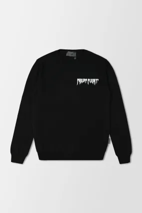 Philipp Plein Black Round Neck LS Pullover