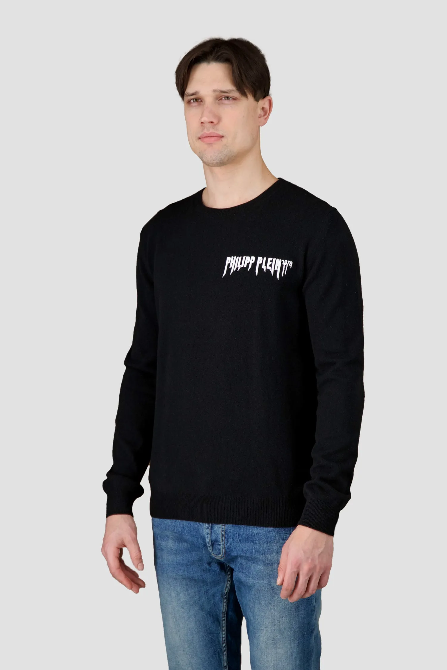 Philipp Plein Black Round Neck LS Pullover