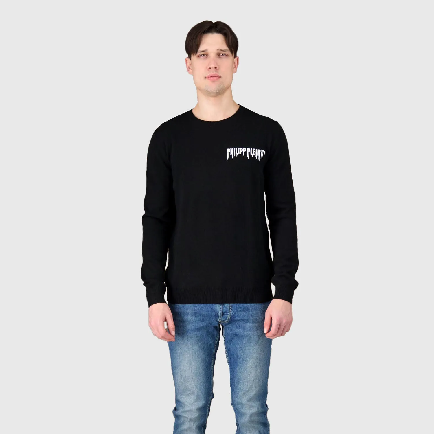 Philipp Plein Black Round Neck LS Pullover