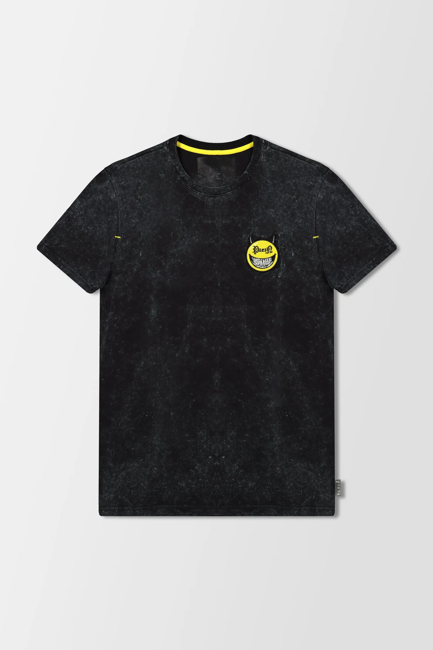 Philipp Plein Black Round Neck  SS Evil Smile T-Shirt