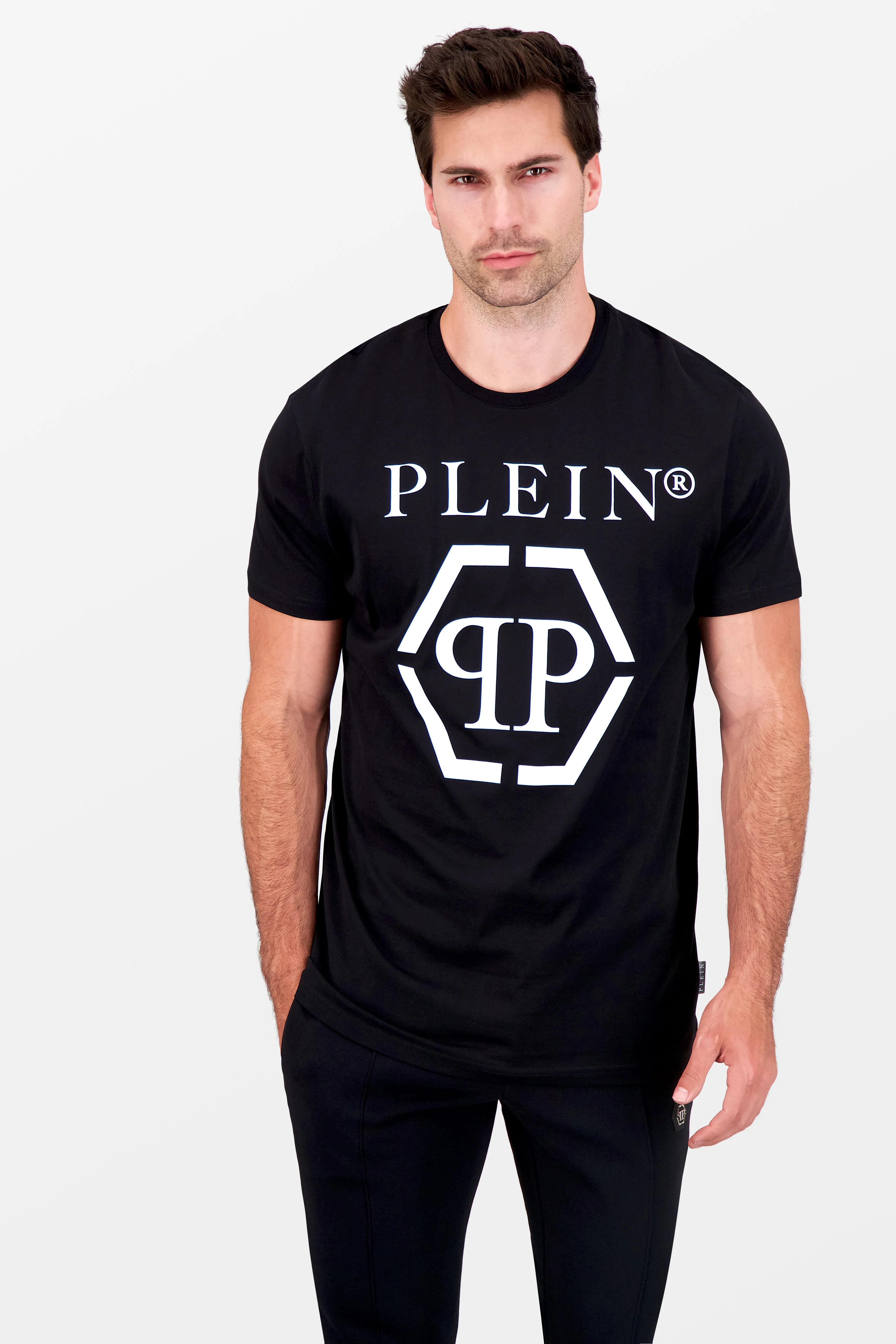 Philipp Plein Black Round Neck SS Hexagon T-Shirt