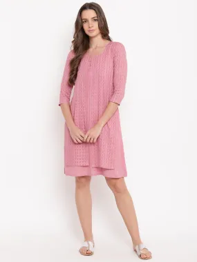 Pink Dobby Jacket Dress