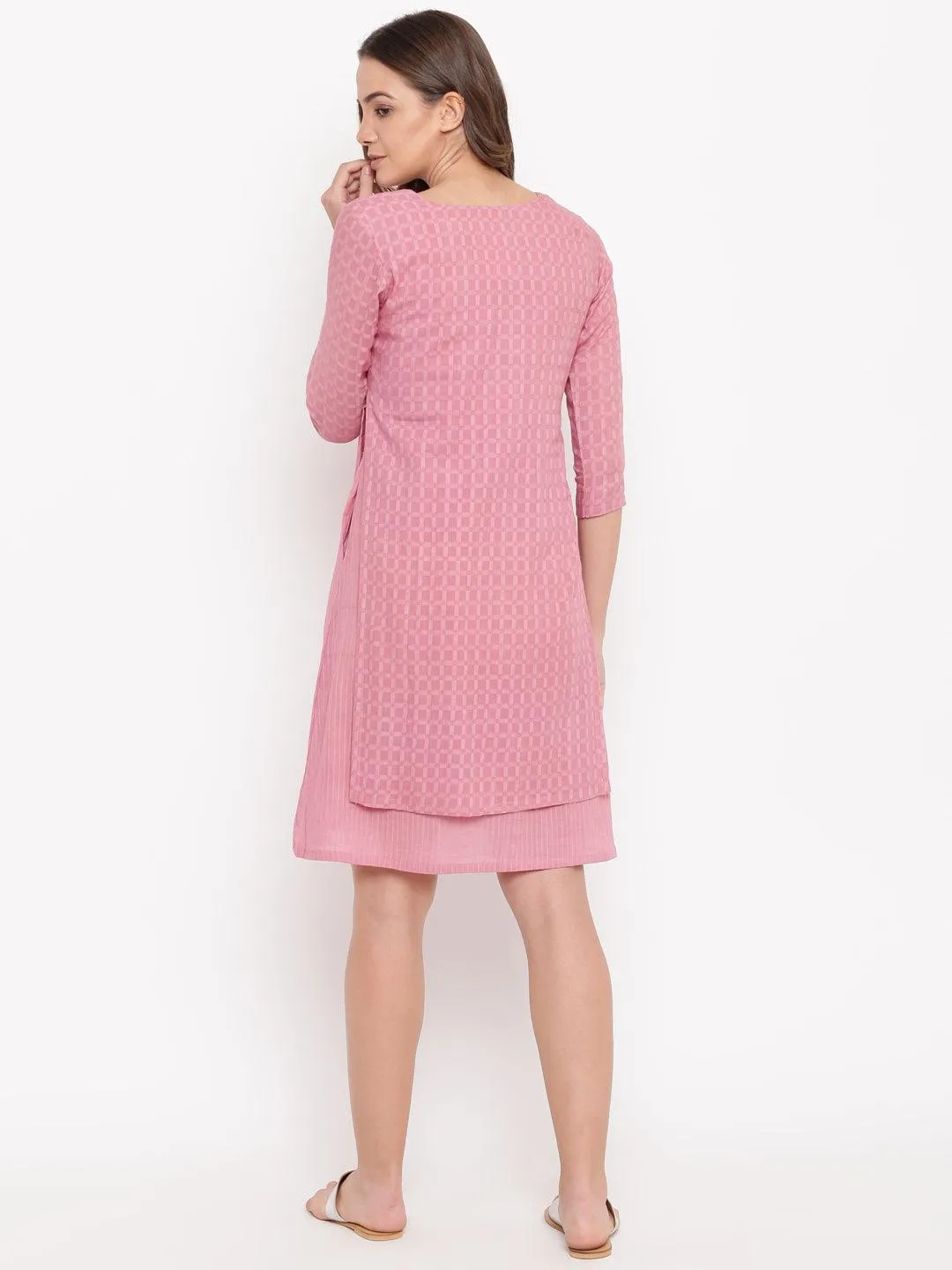 Pink Dobby Jacket Dress