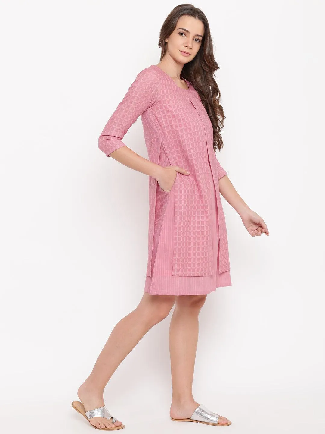 Pink Dobby Jacket Dress