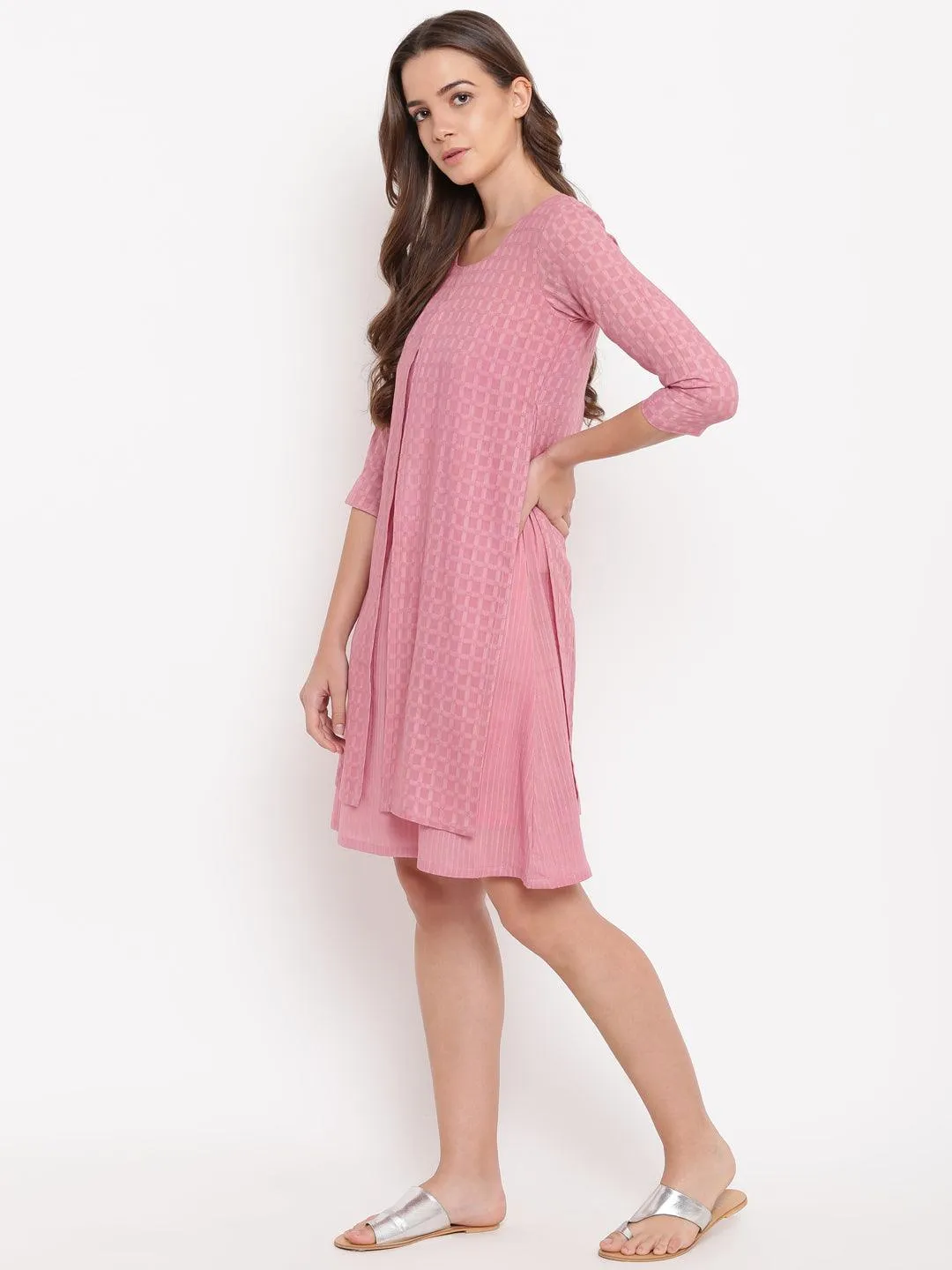 Pink Dobby Jacket Dress