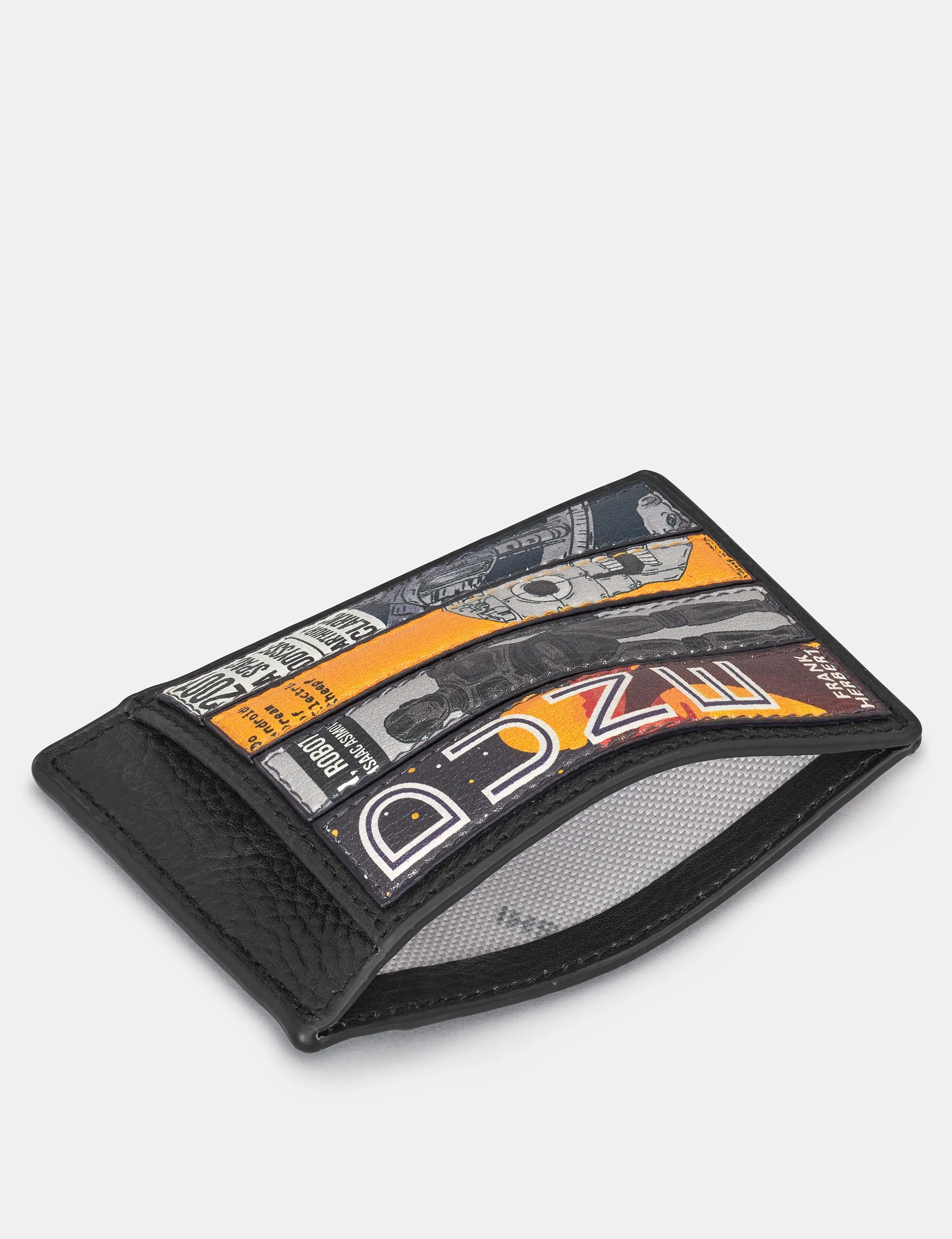 Sci-Fi Bookworm Black Leather Compact Card Holder