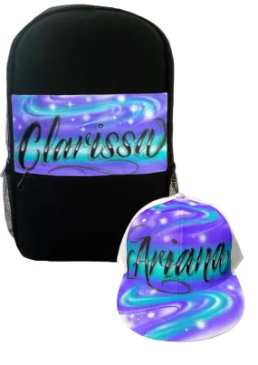 Script Front Swirl Backpack and Cap Combo (1)