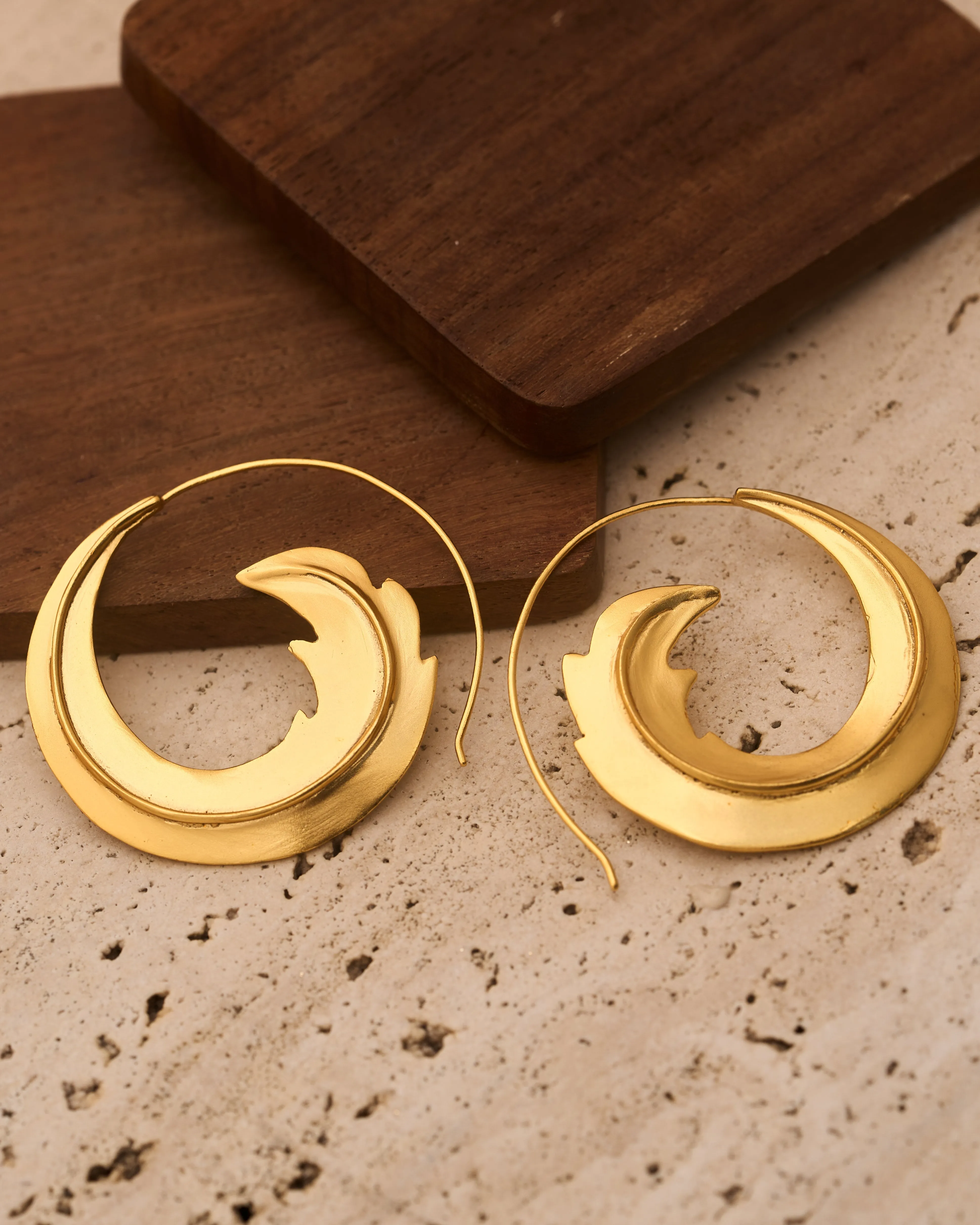 trueBrowns 22K Gold-Plated Circular Leaf Earrings