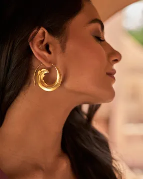 trueBrowns 22K Gold-Plated Circular Leaf Earrings