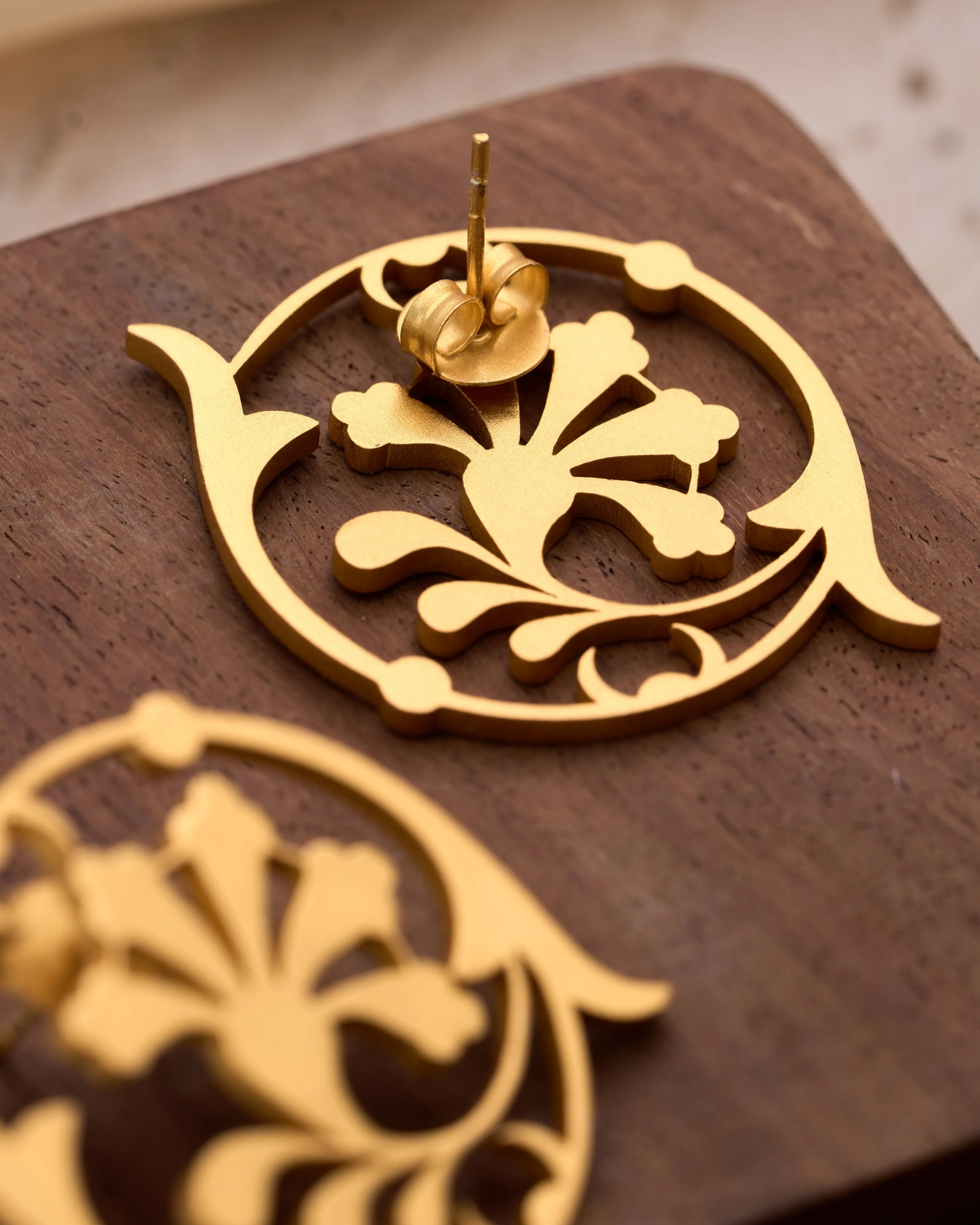 trueBrowns 22K Gold-Plated Floral Earrings