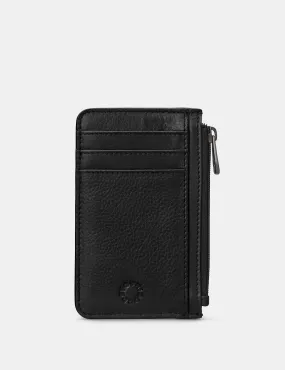 Zip Top Black Leather Card Holder